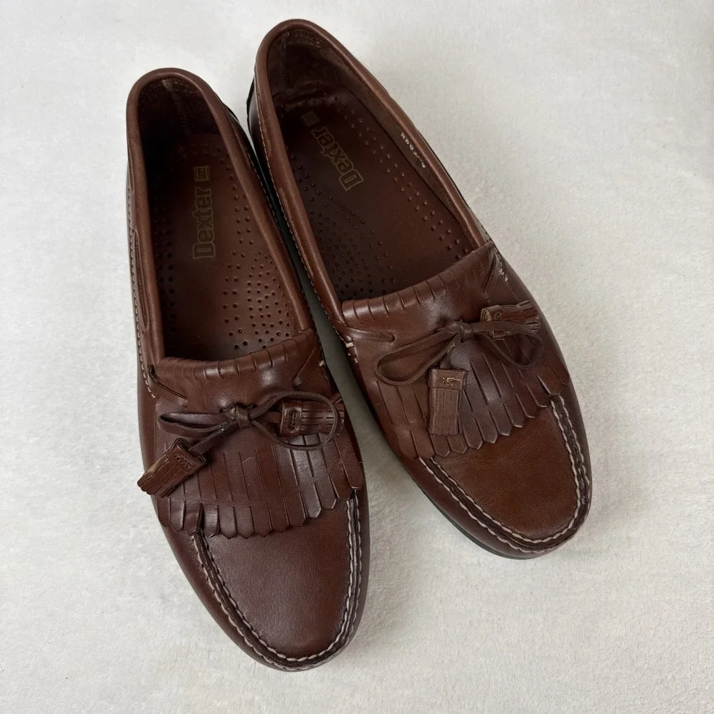 Dexter Men's Shoes Brown All Leather Oxford Tassel Kiltie Loafers Size 11M VTG